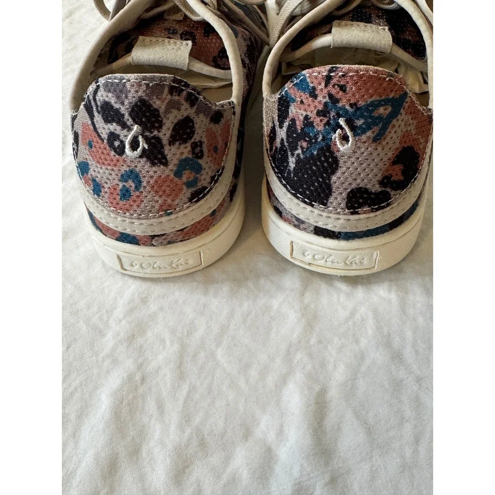 OluKai Womens Pehuea Li Leopard Print Textile Low Top Sneakers Multicolor Casual